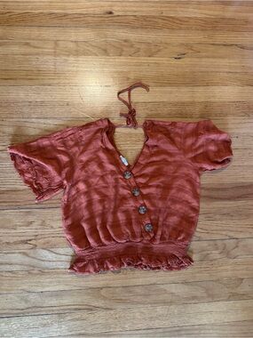 Maurice’s Smock Ruffle Trim Orange Blouse